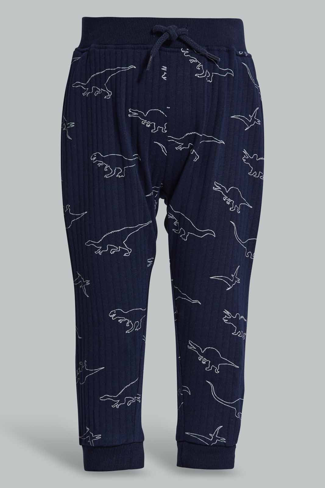 Redtag-Navy-Dino-Panelled-Printed-Jogging-Suit-Category:Jog-Sets,-Colour:Navy,-Deals:New-In,-Filter:Infant-Boys-(3-to-24-Mths),-INB-Jog-Sets,-New-In-INB-APL,-Non-Sale,-Section:Boys-(0-to-14Yrs),-W22A-Infant-Boys-3 to 24 Months