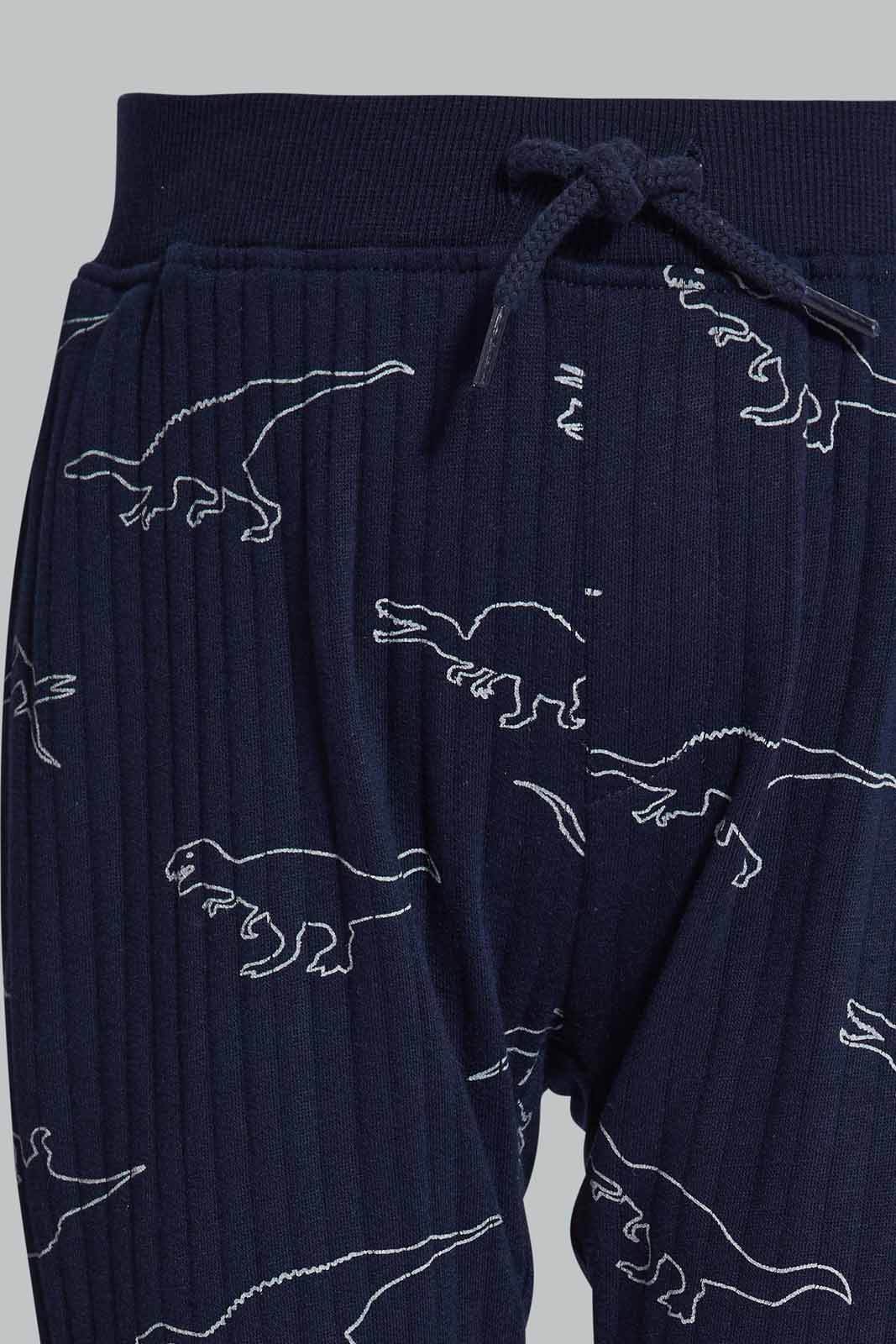 Redtag-Navy-Dino-Panelled-Printed-Jogging-Suit-Category:Jog-Sets,-Colour:Navy,-Deals:New-In,-Filter:Infant-Boys-(3-to-24-Mths),-INB-Jog-Sets,-New-In-INB-APL,-Non-Sale,-Section:Boys-(0-to-14Yrs),-W22A-Infant-Boys-3 to 24 Months