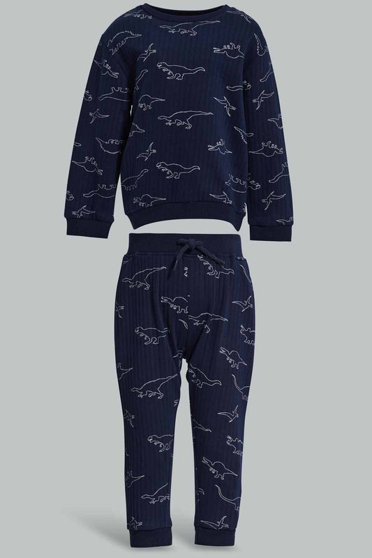 Redtag-Navy-Dino-Panelled-Printed-Jogging-Suit-Category:Jog-Sets,-Colour:Navy,-Deals:New-In,-Filter:Infant-Boys-(3-to-24-Mths),-INB-Jog-Sets,-New-In-INB-APL,-Non-Sale,-Section:Boys-(0-to-14Yrs),-W22A-Infant-Boys-3 to 24 Months