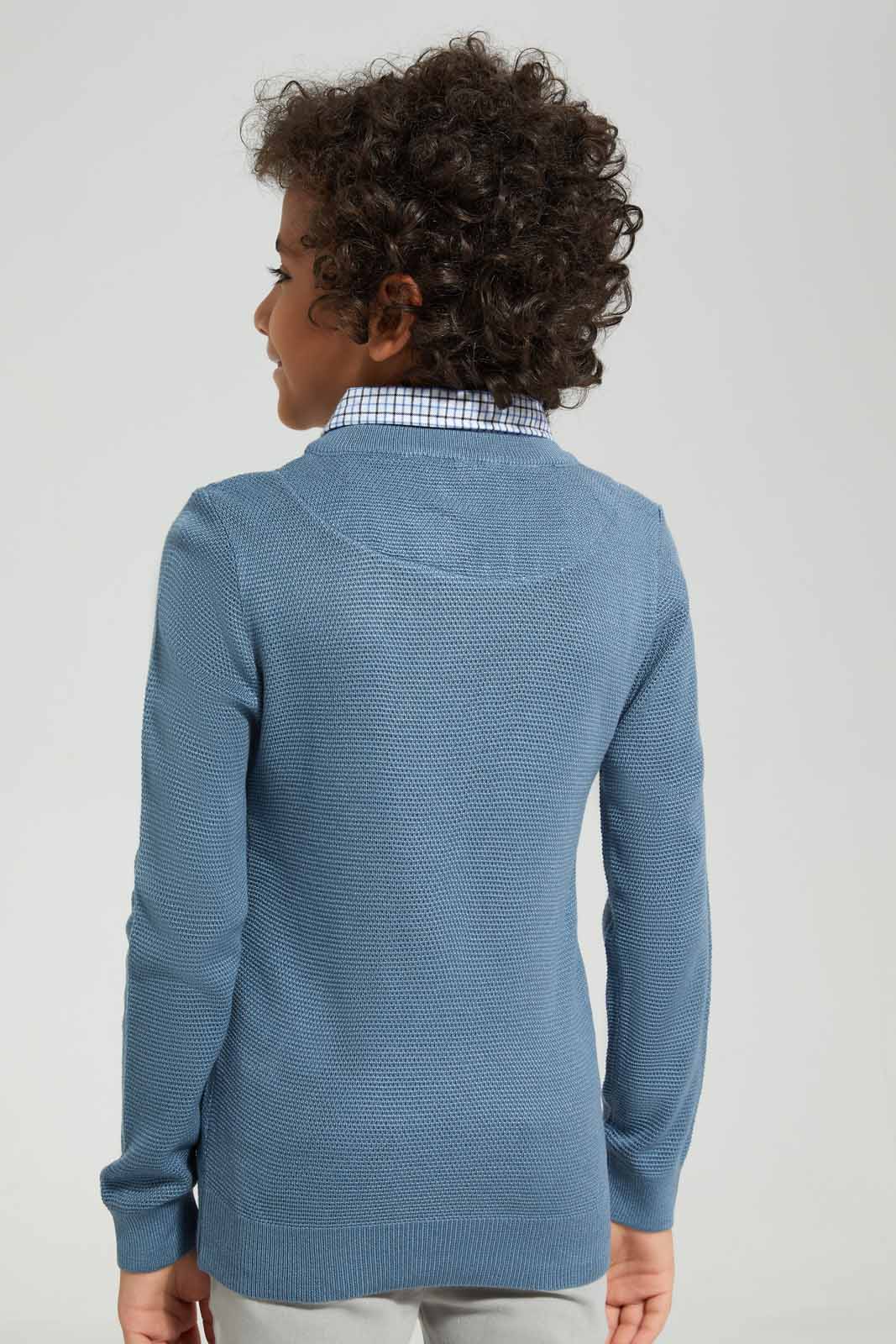 Redtag-Blue-Mock-Shirt-Pullover-BOY-Pullovers,-Category:Pullovers,-Colour:Blue,-Deals:New-In,-Filter:Boys-(2-to-8-Yrs),-New-In-BOY-APL,-Non-Sale,-Section:Boys-(0-to-14Yrs),-W22A-Boys-2 to 8 Years