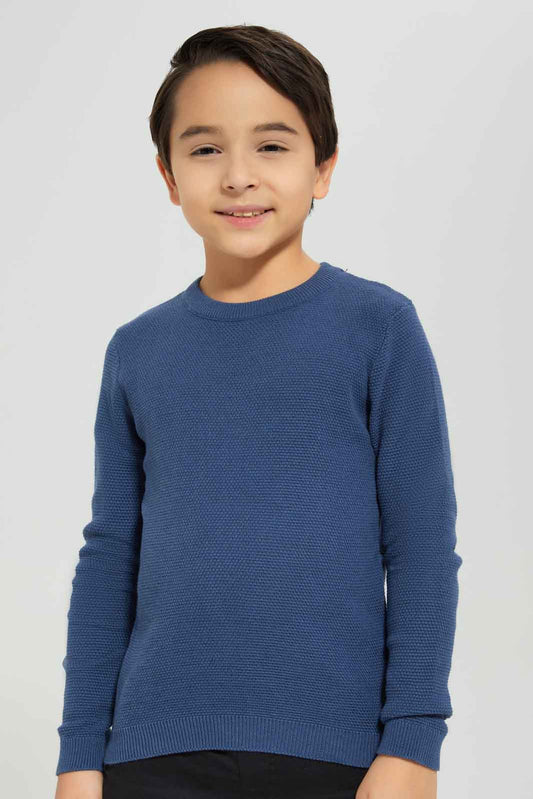 Redtag-Blue-Crewneck-Jumper-BOY-Pullovers,-Category:Pullovers,-Colour:Blue,-Deals:New-In,-Dept:Boys,-Filter:Boys-(2-to-8-Yrs),-New-In-BOY-APL,-Non-Sale,-Section:Boys-(0-to-14Yrs),-TBL,-W22B-Boys-2 to 8 Years