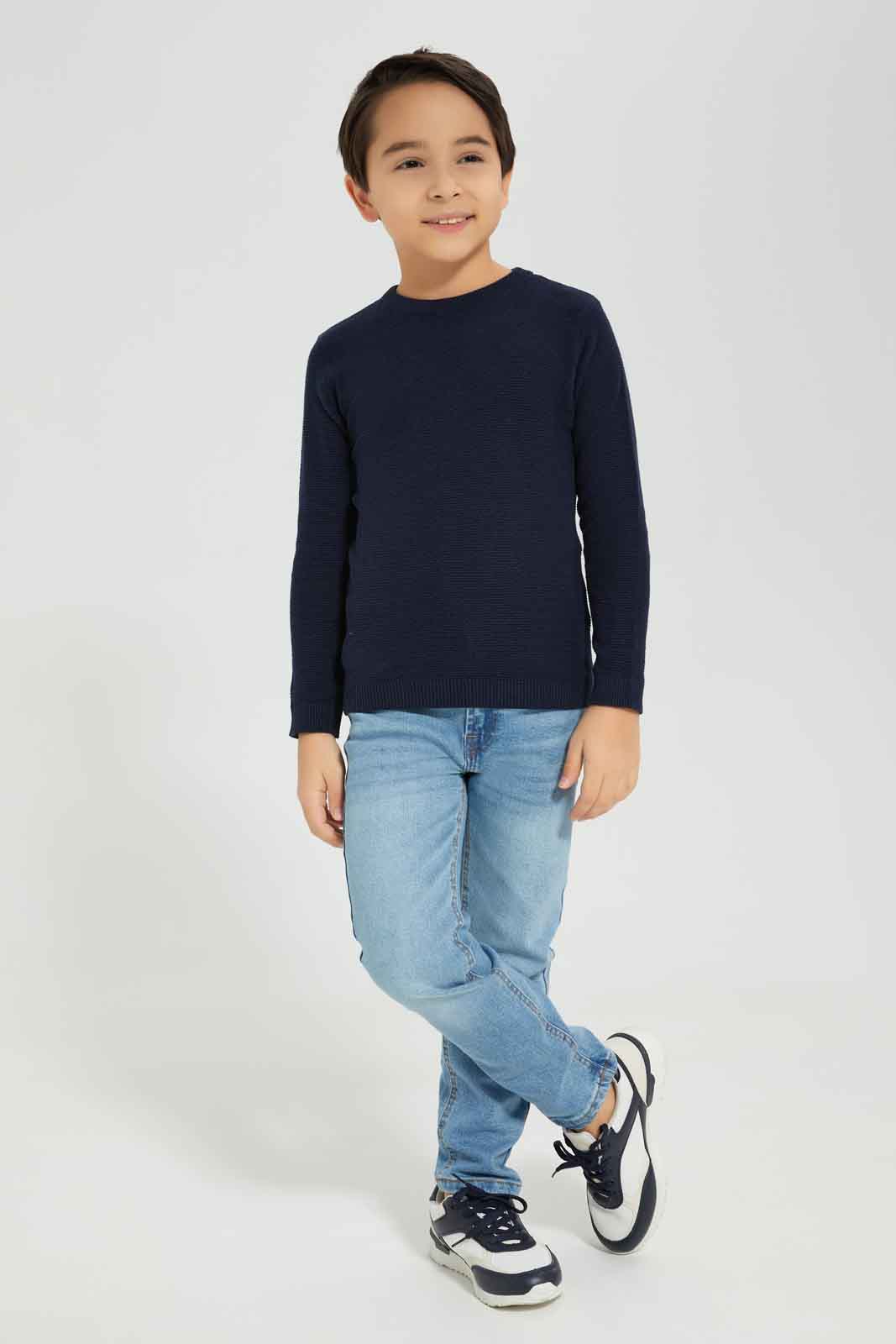 Redtag-Navy-Crewneck-Jumper-BOY-Pullovers,-Category:Pullovers,-Colour:Navy,-Deals:New-In,-Dept:Boys,-Filter:Boys-(2-to-8-Yrs),-New-In-BOY-APL,-Non-Sale,-Section:Boys-(0-to-14Yrs),-TBL,-W22B-Boys-2 to 8 Years