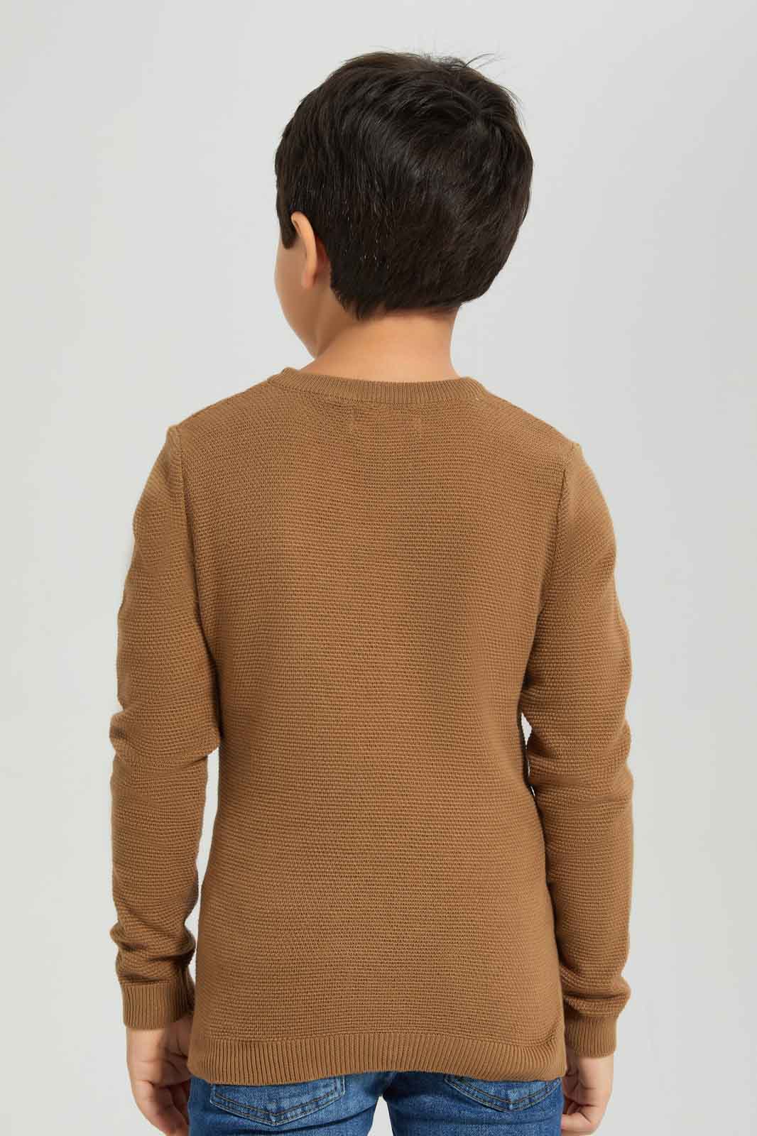 Redtag-Brown-Crewneck-Jumper-BOY-Pullovers,-Category:Pullovers,-Colour:Brown,-Deals:New-In,-Dept:Boys,-Filter:Boys-(2-to-8-Yrs),-New-In-BOY-APL,-Non-Sale,-Section:Boys-(0-to-14Yrs),-TBL,-W22B-Boys-2 to 8 Years