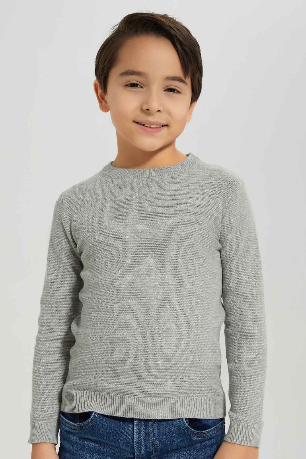 Redtag-Grey-Crewneck-Jumper-BOY-Pullovers,-Category:Pullovers,-Colour:Grey,-Deals:New-In,-Dept:Boys,-Filter:Boys-(2-to-8-Yrs),-New-In-BOY-APL,-Non-Sale,-Section:Boys-(0-to-14Yrs),-TBL,-W22B-Boys-2 to 8 Years