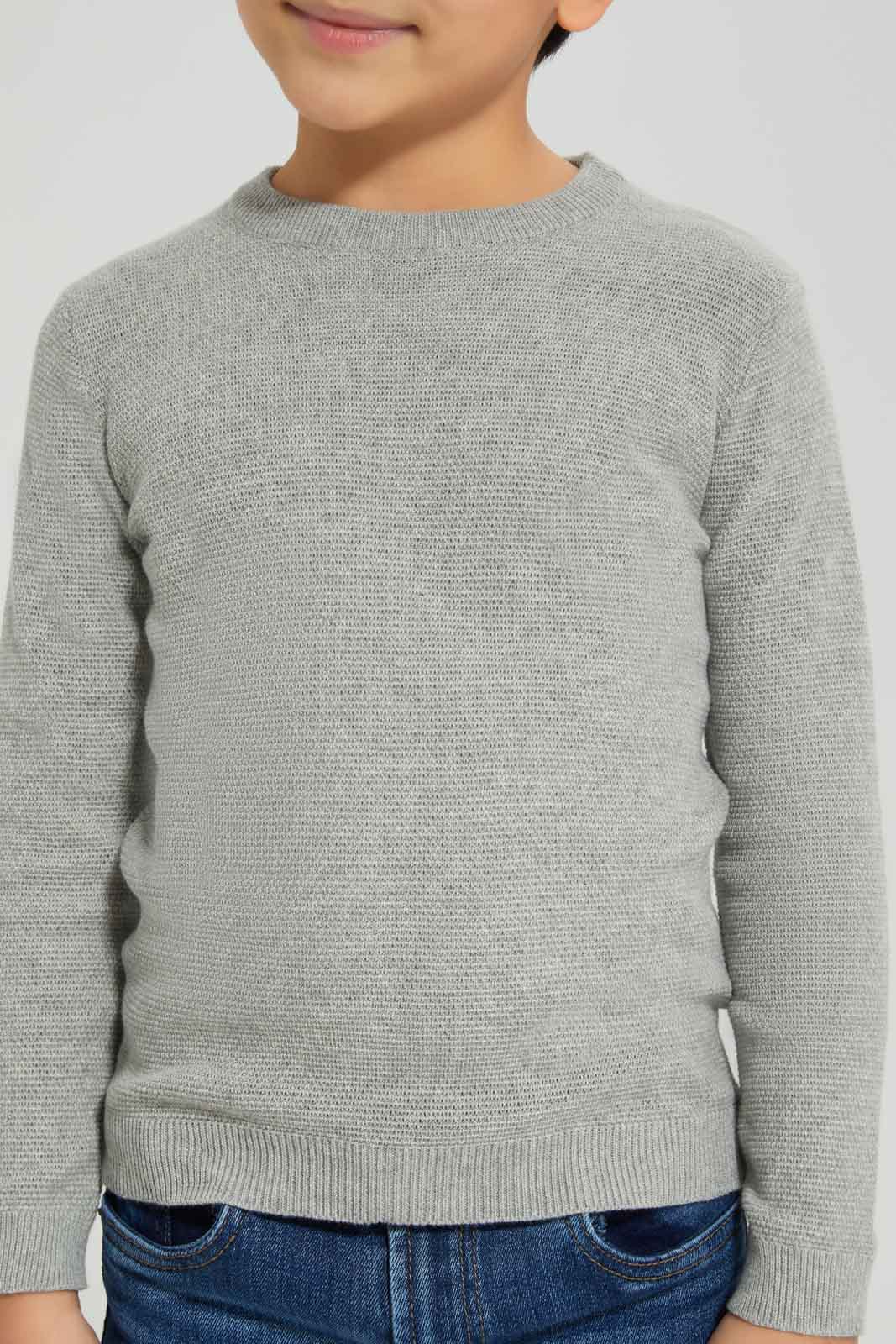 Redtag-Grey-Crewneck-Jumper-BOY-Pullovers,-Category:Pullovers,-Colour:Grey,-Deals:New-In,-Dept:Boys,-Filter:Boys-(2-to-8-Yrs),-New-In-BOY-APL,-Non-Sale,-Section:Boys-(0-to-14Yrs),-TBL,-W22B-Boys-2 to 8 Years