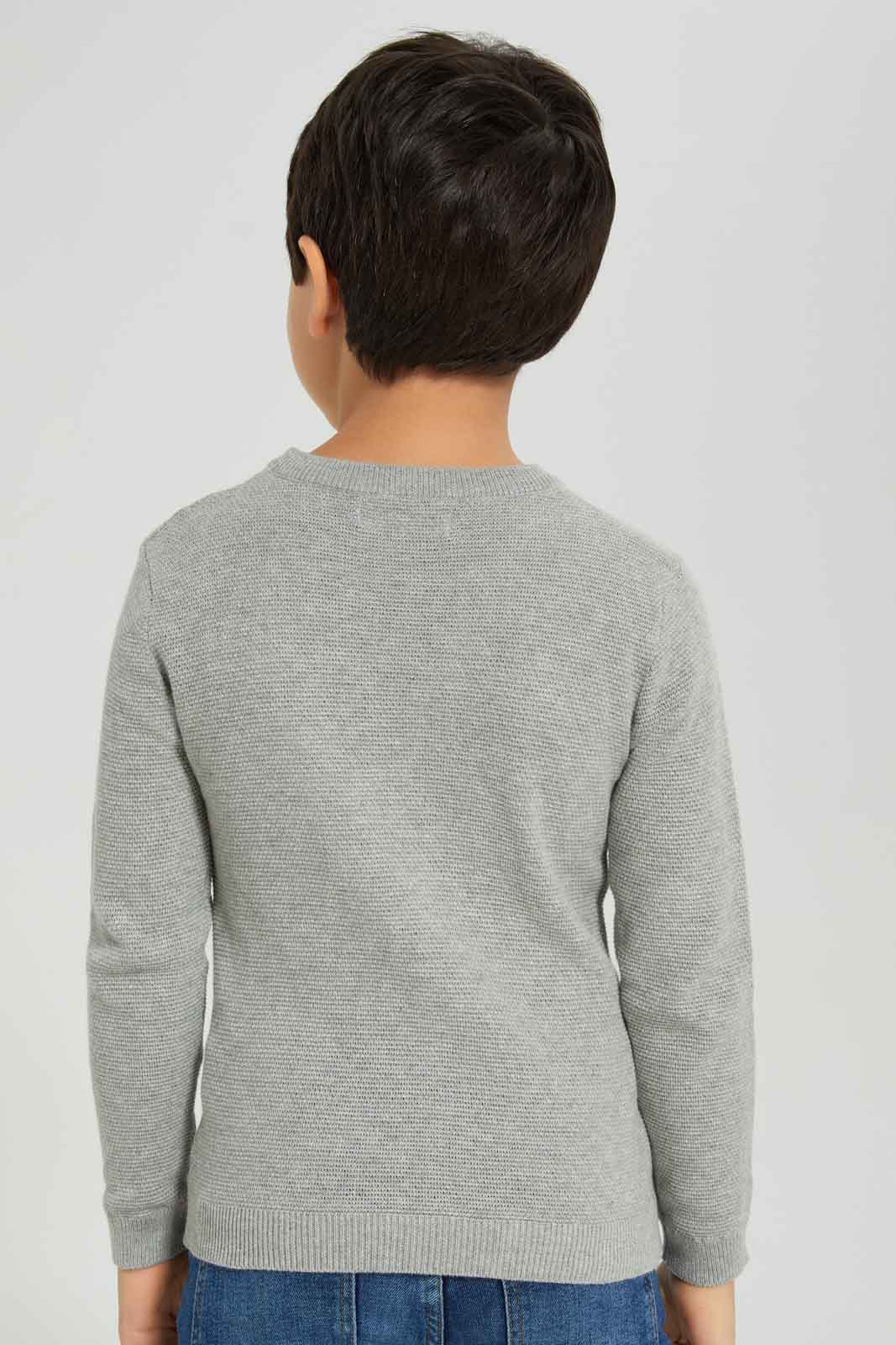 Redtag-Grey-Crewneck-Jumper-BOY-Pullovers,-Category:Pullovers,-Colour:Grey,-Deals:New-In,-Dept:Boys,-Filter:Boys-(2-to-8-Yrs),-New-In-BOY-APL,-Non-Sale,-Section:Boys-(0-to-14Yrs),-TBL,-W22B-Boys-2 to 8 Years