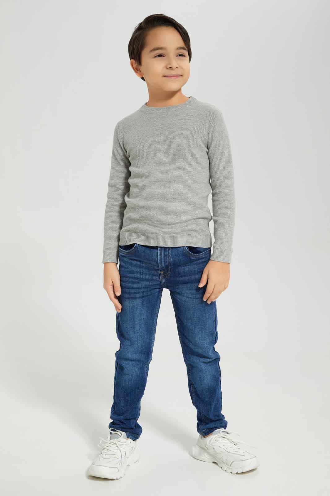 Redtag-Grey-Crewneck-Jumper-BOY-Pullovers,-Category:Pullovers,-Colour:Grey,-Deals:New-In,-Dept:Boys,-Filter:Boys-(2-to-8-Yrs),-New-In-BOY-APL,-Non-Sale,-Section:Boys-(0-to-14Yrs),-TBL,-W22B-Boys-2 to 8 Years