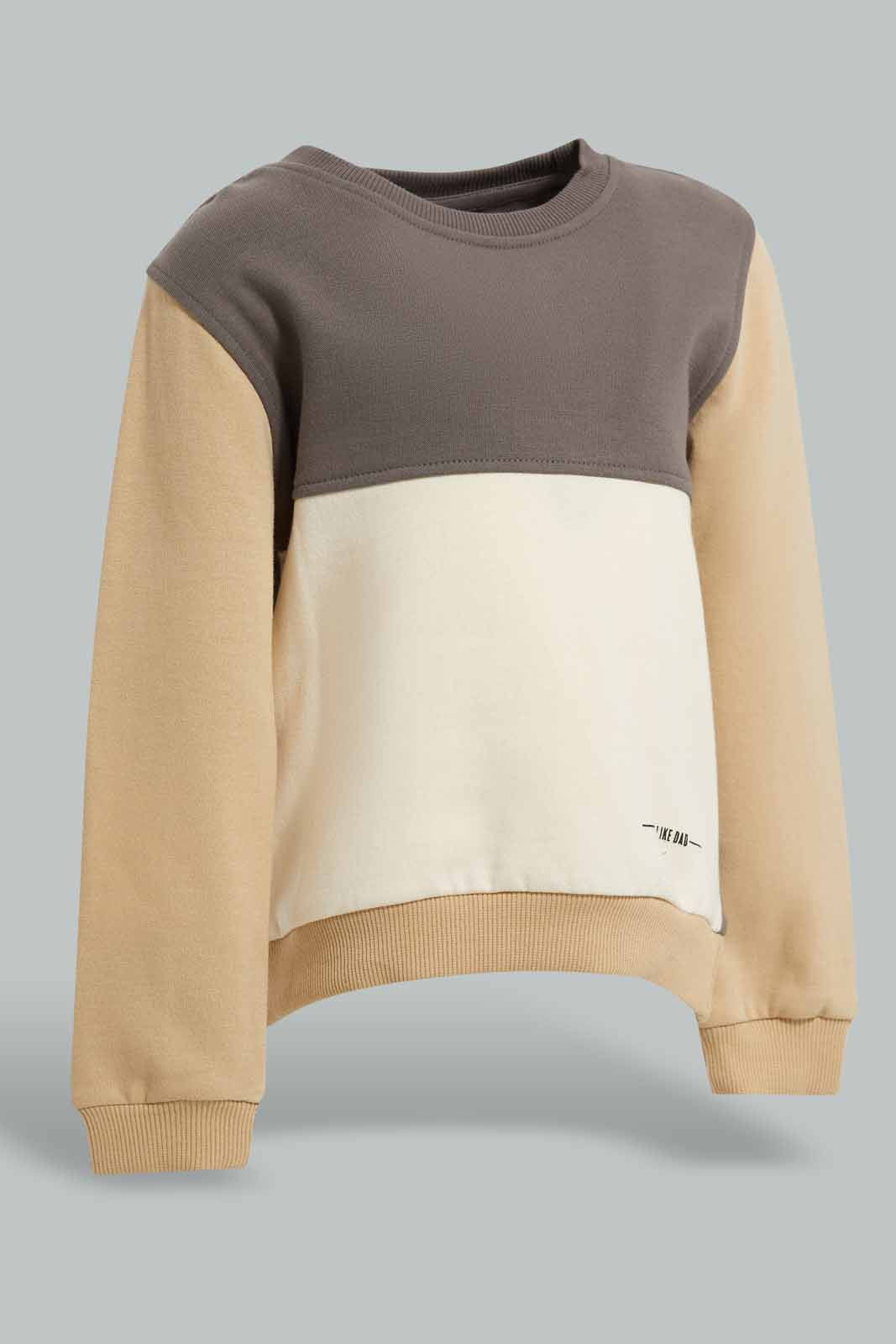 Redtag-Beige,-Ecru-And-Charcoal-Cut-And-Sew-Jog-Suit-Category:Jog-Sets,-Colour:Beige,-Deals:New-In,-Filter:Infant-Boys-(3-to-24-Mths),-INB-Jog-Sets,-New-In-INB-APL,-Non-Sale,-Section:Boys-(0-to-14Yrs),-W22A-Infant-Boys-3 to 24 Months