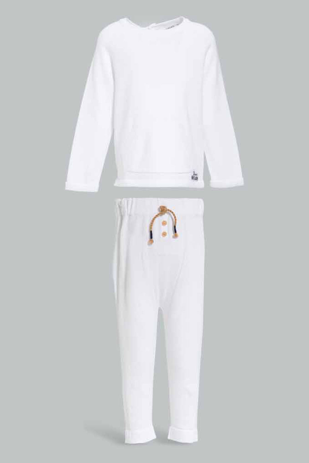 White Jogging Set For Baby Boy (2 Piece)