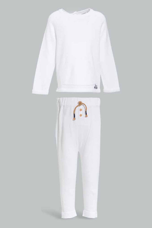 White Jogging Set For Baby Boy (2 Piece)