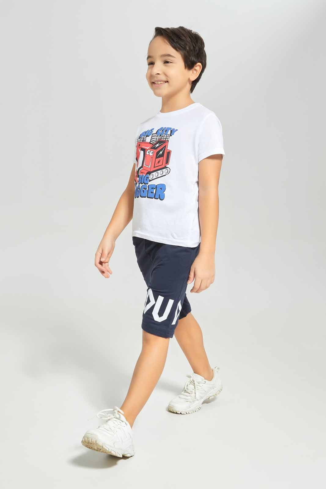 Redtag-Navy-Elasticated-waist-Print-Shorts-BOY-Shorts,-Category:Shorts,-Colour:Navy,-Deals:New-In,-Dept:Boys,-Filter:Boys-(2-to-8-Yrs),-New-In-BOY-APL,-Non-Sale,-Section:Boys-(0-to-14Yrs),-TBL,-W22O-Boys-2 to 8 Years