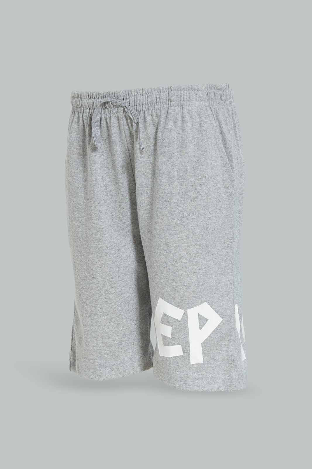 Redtag-Grey-Elasticated-waist-Print-Shorts-BOY-Shorts,-Category:Shorts,-Colour:Grey,-Deals:New-In,-Dept:Boys,-Filter:Boys-(2-to-8-Yrs),-New-In-BOY-APL,-Non-Sale,-Section:Boys-(0-to-14Yrs),-TBL,-W22O-Boys-2 to 8 Years