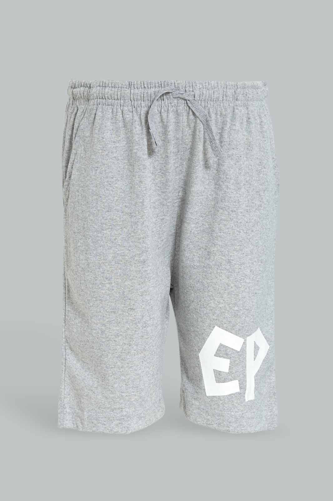 Redtag-Grey-Elasticated-waist-Print-Shorts-BOY-Shorts,-Category:Shorts,-Colour:Grey,-Deals:New-In,-Dept:Boys,-Filter:Boys-(2-to-8-Yrs),-New-In-BOY-APL,-Non-Sale,-Section:Boys-(0-to-14Yrs),-TBL,-W22O-Boys-2 to 8 Years