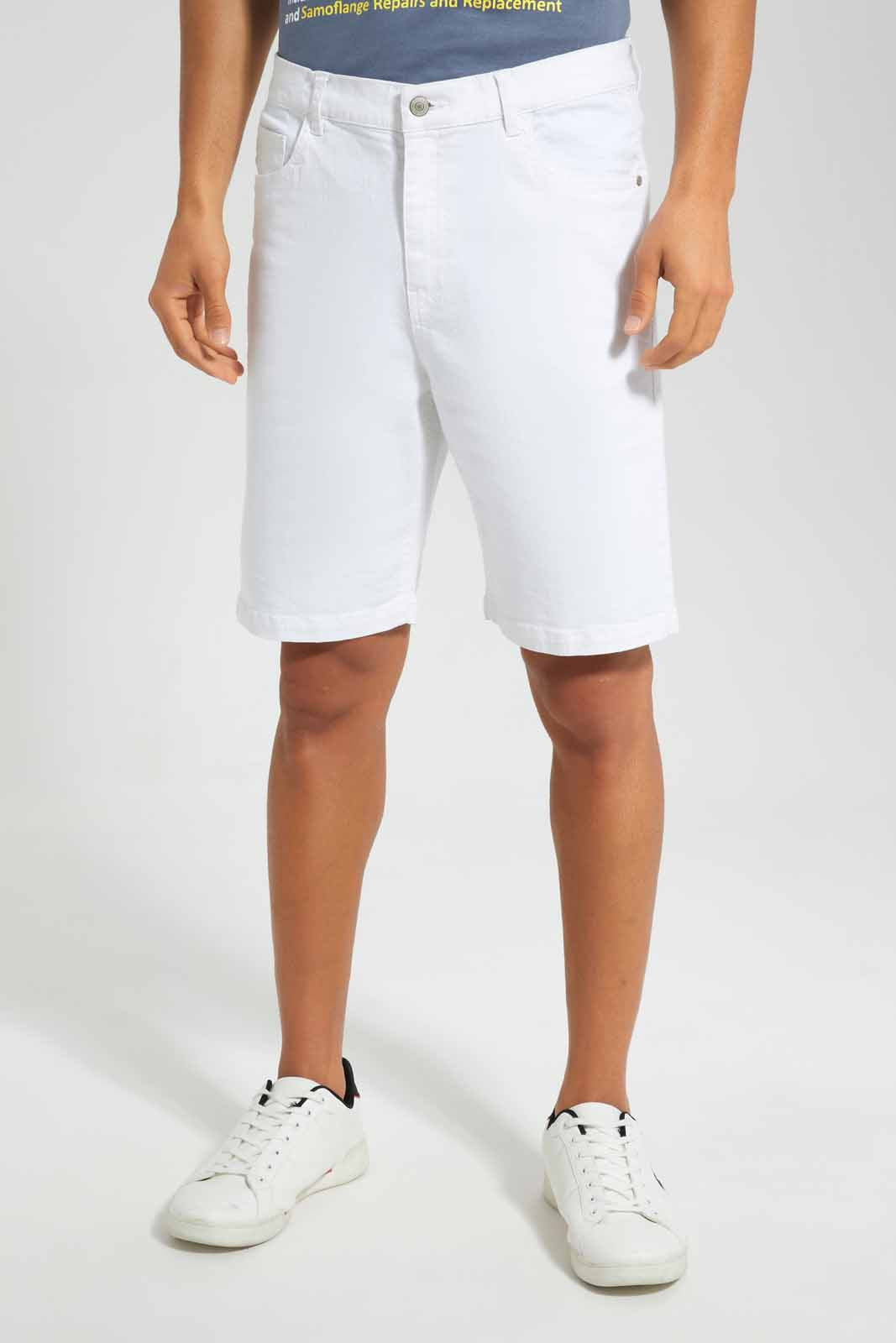 Redtag-White-Basic-5-Pocket-Slim-Fit-Shorts-Category:Shorts,-Colour:White,-Deals:New-In,-Filter:Men's-Clothing,-Men-Shorts,-New-In-Men,-Non-Sale,-Section:Men,-W22O-Men's-