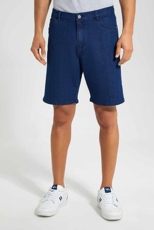 Redtag-Mid-Wash-Basic-5-Pocket-Slim-Fit-Shorts-Category:Shorts,-Colour:Indigo,-Deals:New-In,-Filter:Men's-Clothing,-Men-Shorts,-New-In-Men,-Non-Sale,-Section:Men,-W22O-Men's-