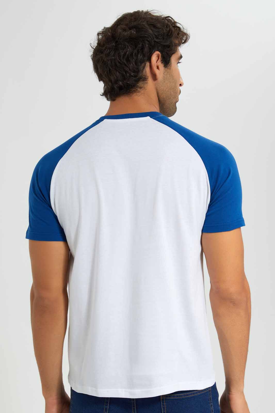 Redtag-White/Blue-Reglan-Sleeve-T-Shirt-Category:T-Shirts,-Colour:White,-Deals:New-In,-Filter:Men's-Clothing,-Men-T-Shirts,-New-In-Men-APL,-Non-Sale,-Section:Men,-TBL,-W22O-Men's-