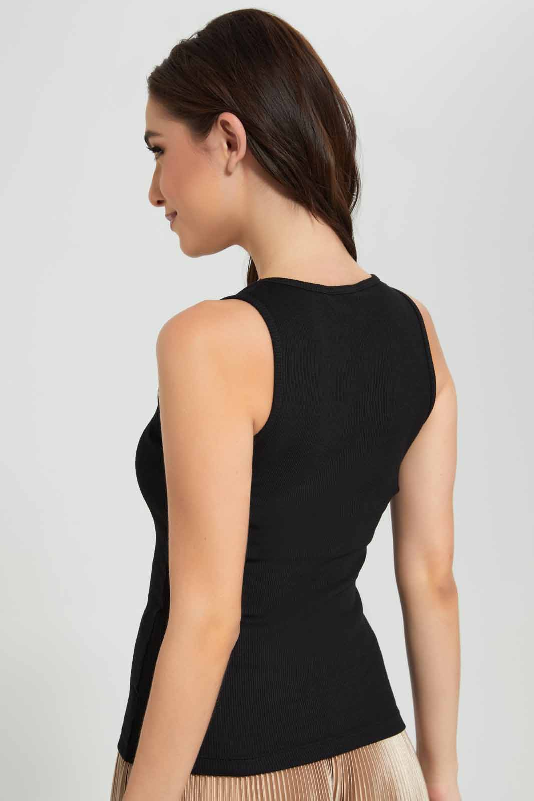 Redtag-Black-Plain-Rib-Vest-Category:Vests,-Colour:Black,-Deals:New-In,-Filter:Women's-Clothing,-KSH,-New-In-Women-APL,-Non-Sale,-Section:Women,-W22O,-Women-Vests-Women's-