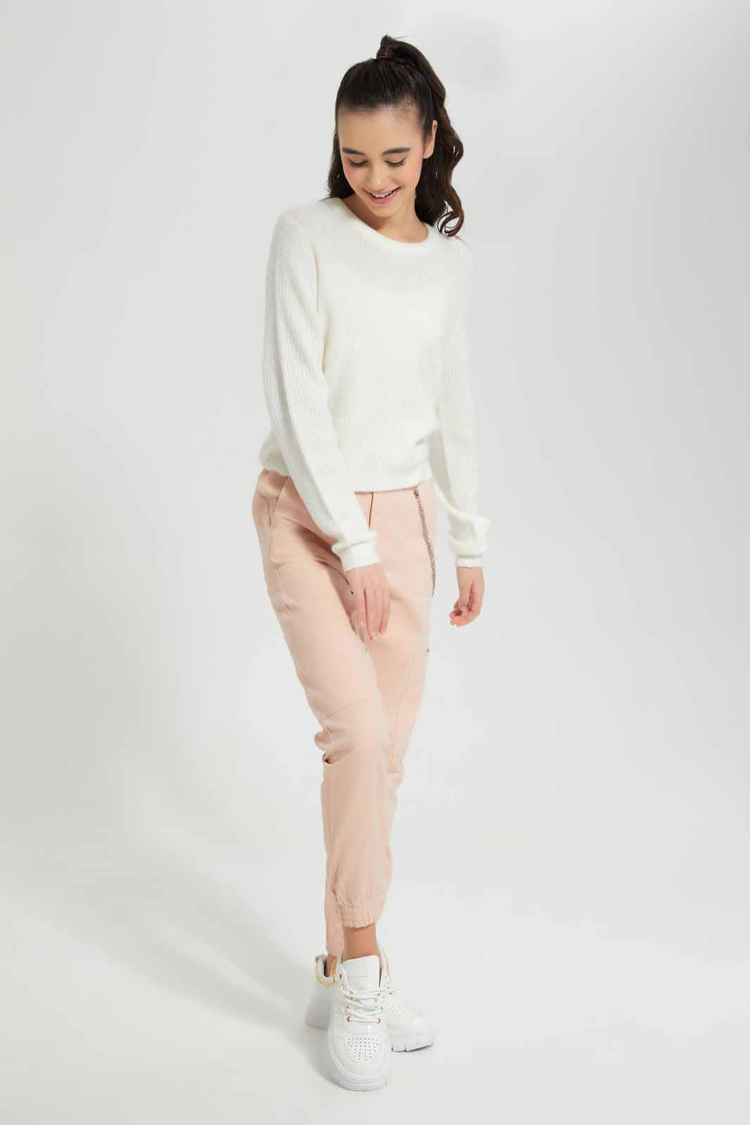 Redtag-White-Basic-Pullover-Category:Pullovers,-Colour:White,-Deals:New-In,-Filter:Senior-Girls-(9-to-14-Yrs),-GSR-Pullovers,-New-In-GSR-APL,-Non-Sale,-Section:Girls-(0-to-14Yrs),-TBL,-W22B-Senior-Girls-9 to 14 Years