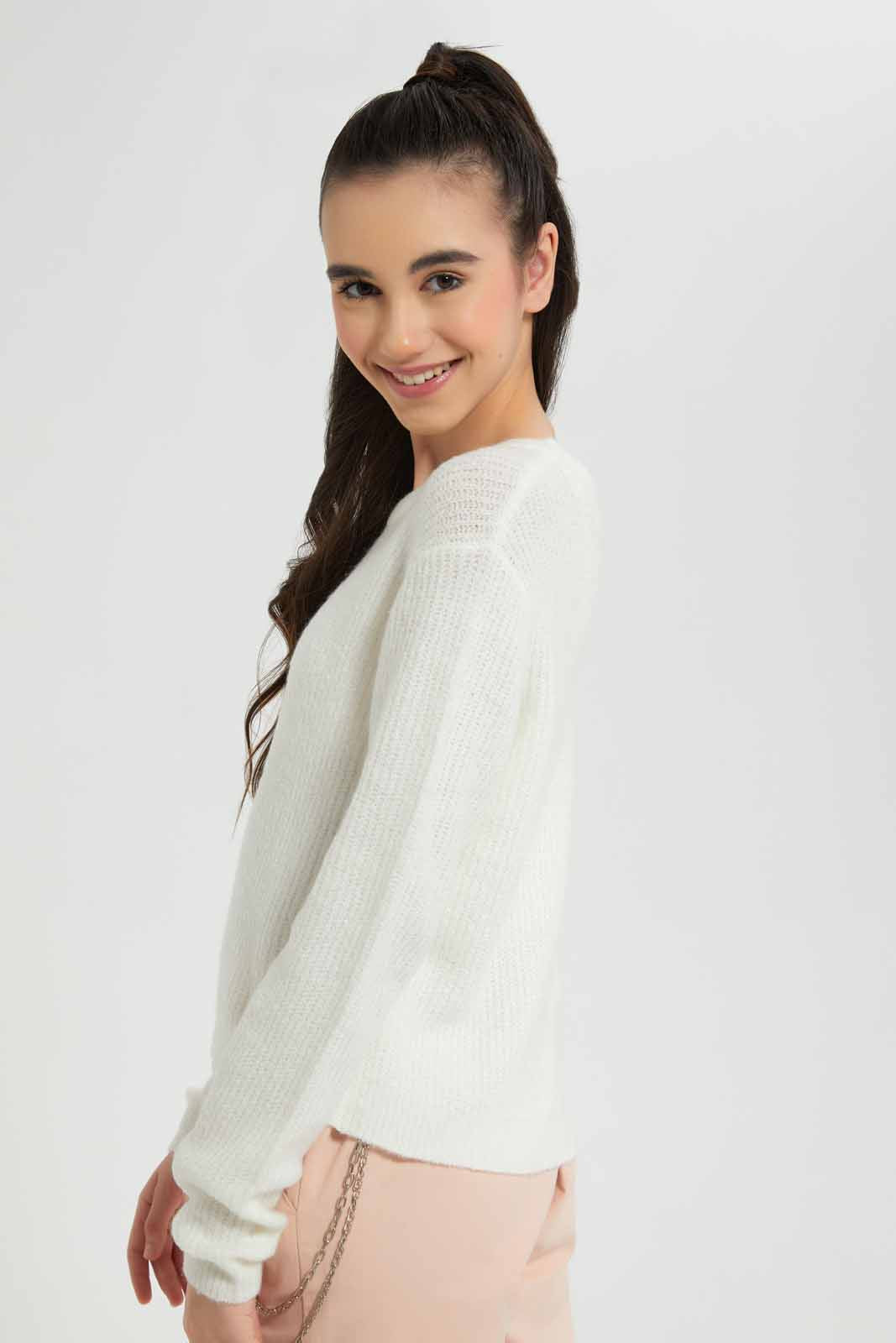 Redtag-White-Basic-Pullover-Category:Pullovers,-Colour:White,-Deals:New-In,-Filter:Senior-Girls-(9-to-14-Yrs),-GSR-Pullovers,-New-In-GSR-APL,-Non-Sale,-Section:Girls-(0-to-14Yrs),-TBL,-W22B-Senior-Girls-9 to 14 Years