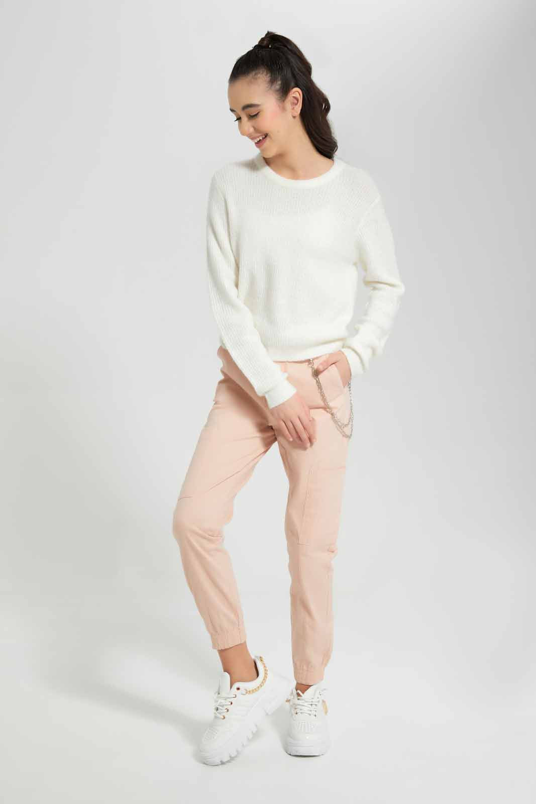 Redtag-White-Basic-Pullover-Category:Pullovers,-Colour:White,-Deals:New-In,-Filter:Senior-Girls-(9-to-14-Yrs),-GSR-Pullovers,-New-In-GSR-APL,-Non-Sale,-Section:Girls-(0-to-14Yrs),-TBL,-W22B-Senior-Girls-9 to 14 Years