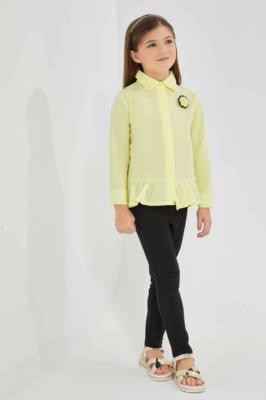 Redtag-Yellow-Blouse-Shirt-Category:Blouses,-Colour:Yellow,-Deals:New-In,-Filter:Girls-(2-to-8-Yrs),-GIR-Blouses,-New-In-GIR-APL,-Non-Sale,-Section:Girls-(0-to-14Yrs),-W22O-Girls-2 to 8 Years
