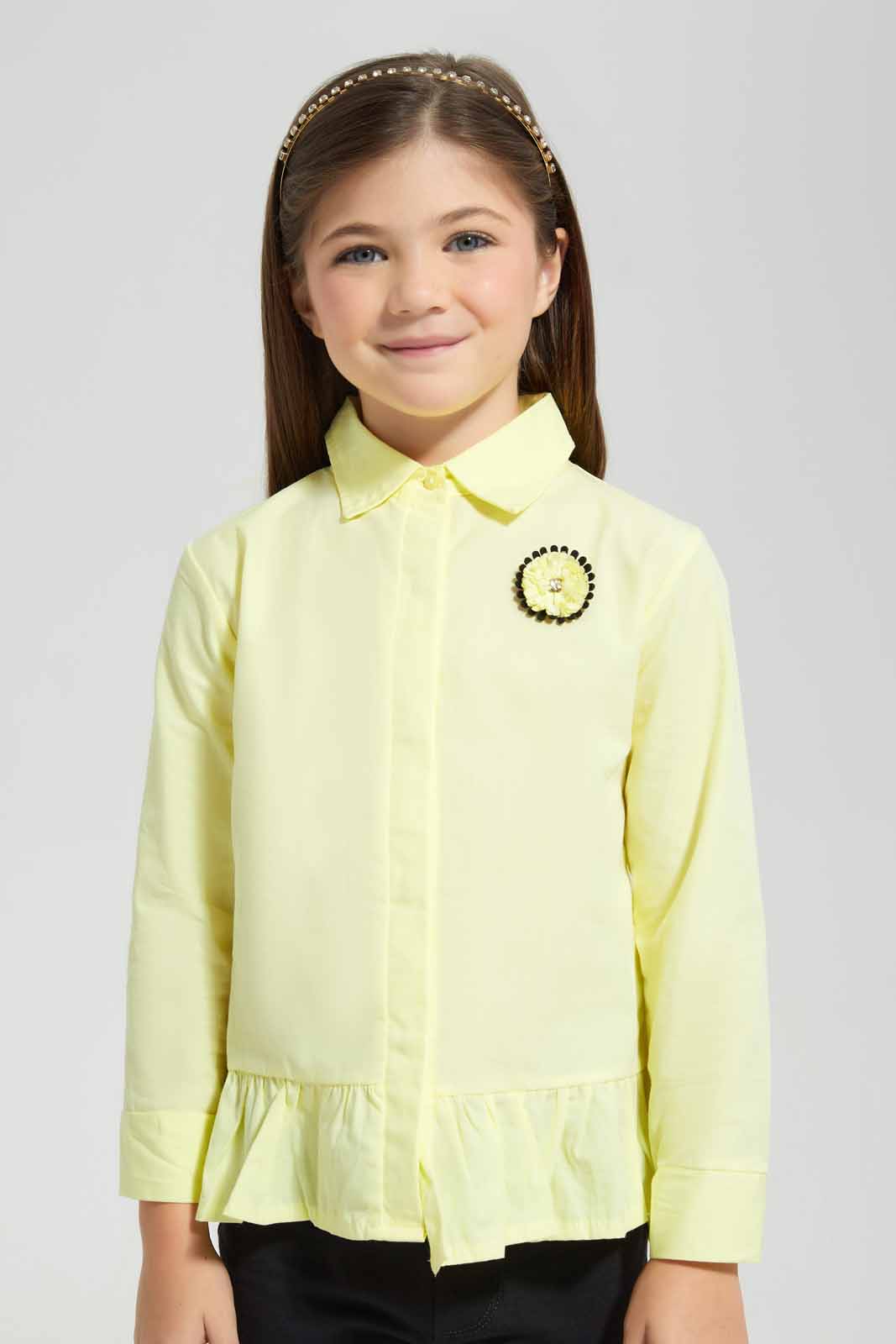 Redtag-Yellow-Blouse-Shirt-Category:Blouses,-Colour:Yellow,-Deals:New-In,-Filter:Girls-(2-to-8-Yrs),-GIR-Blouses,-New-In-GIR-APL,-Non-Sale,-Section:Girls-(0-to-14Yrs),-W22O-Girls-2 to 8 Years