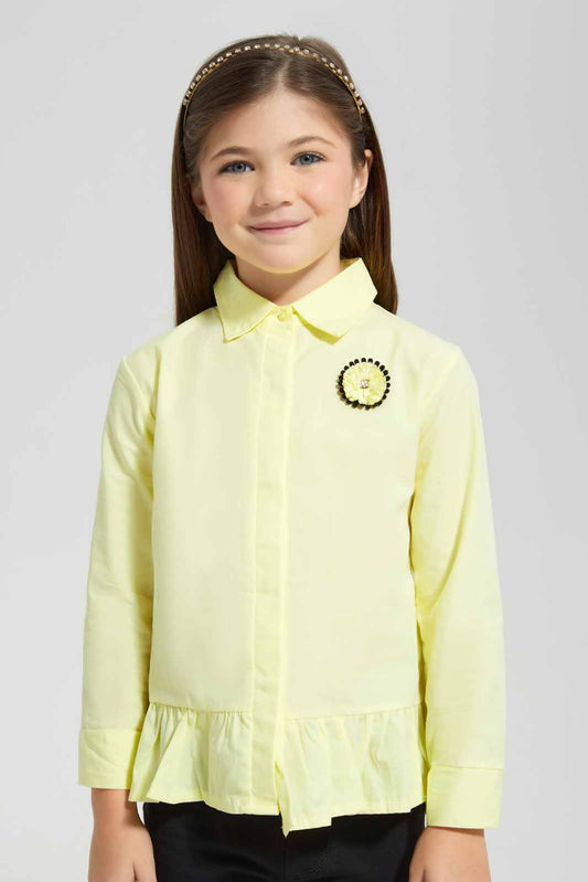 Redtag-Yellow-Blouse-Shirt-Category:Blouses,-Colour:Yellow,-Deals:New-In,-Filter:Girls-(2-to-8-Yrs),-GIR-Blouses,-New-In-GIR-APL,-Non-Sale,-Section:Girls-(0-to-14Yrs),-W22O-Girls-2 to 8 Years