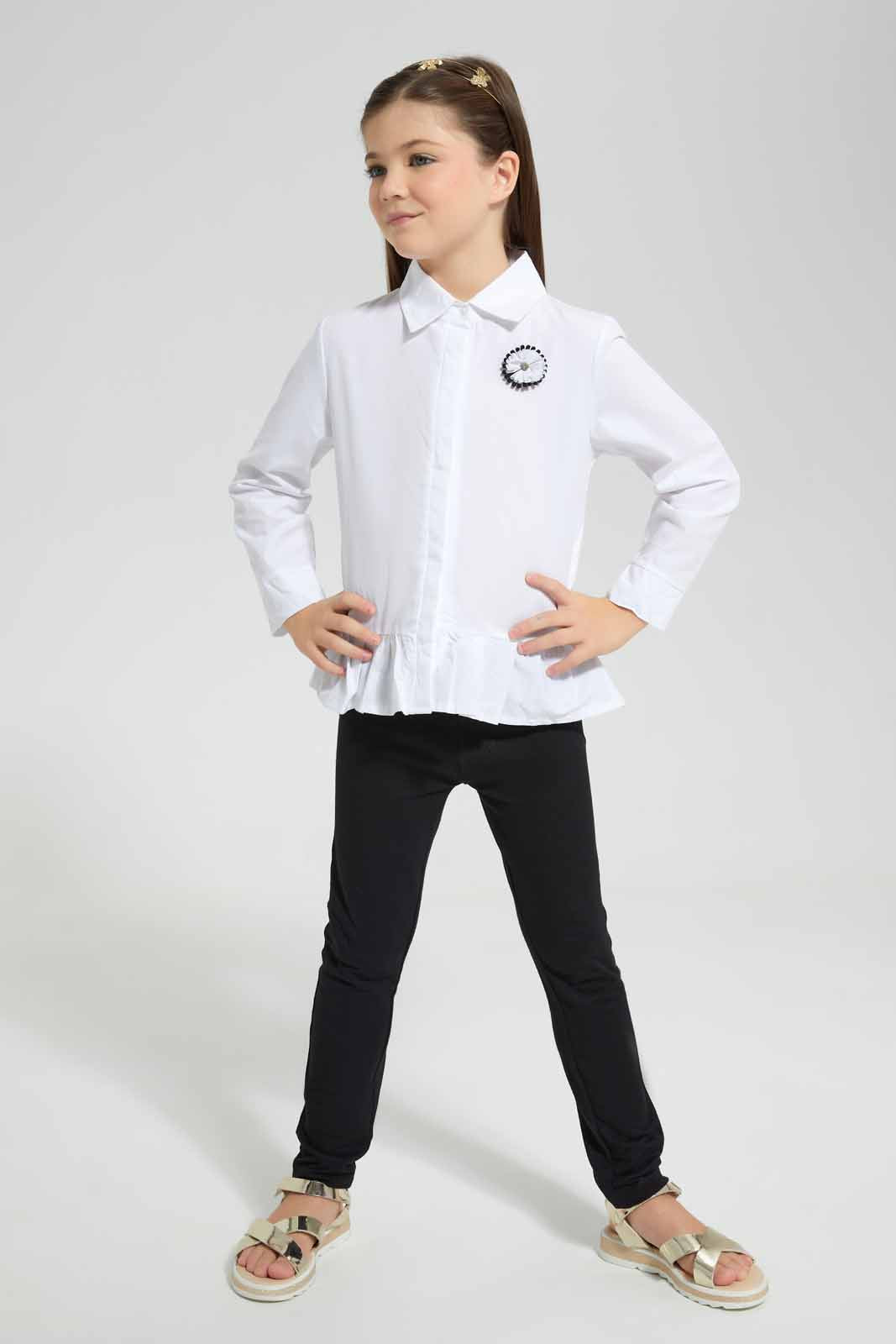 Redtag-White-Collared-Shirt-Category:Blouses,-Colour:White,-Deals:New-In,-Filter:Girls-(2-to-8-Yrs),-GIR-Blouses,-New-In-GIR-APL,-Non-Sale,-Section:Girls-(0-to-14Yrs),-W22O-Girls-2 to 8 Years