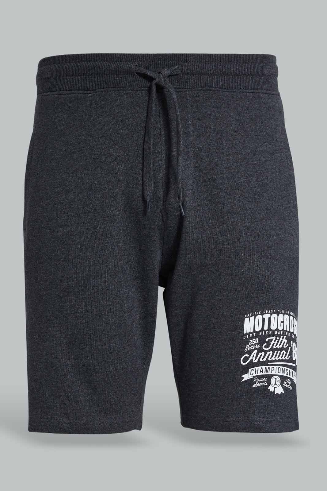 Redtag-Charcoal-Shorts-With-Placement-Print-Category:Joggers,-Colour:Charcoal,-Deals:New-In,-Filter:Men's-Clothing,-Men-Joggers,-New-In-Men-APL,-Non-Sale,-Section:Men,-W22O-Men's-