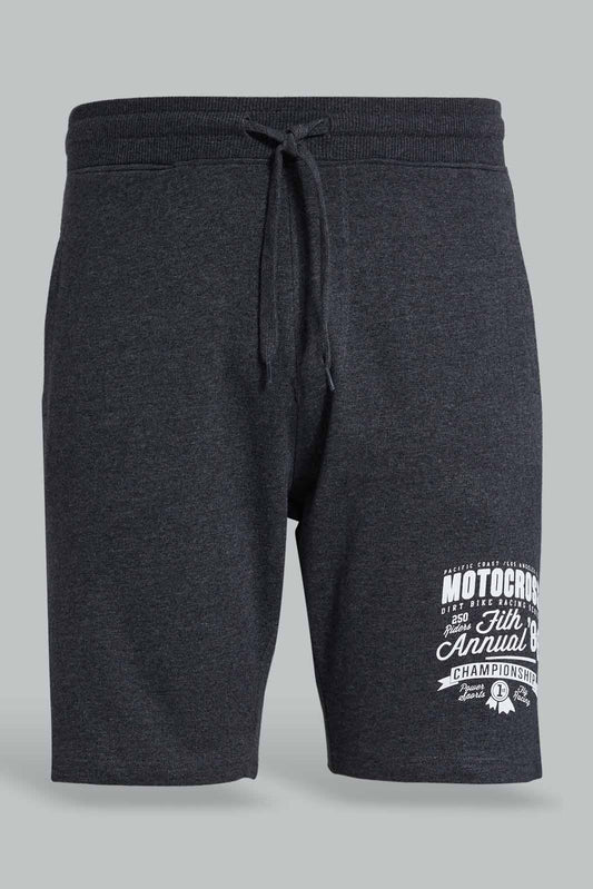 Redtag-Charcoal-Shorts-With-Placement-Print-Category:Joggers,-Colour:Charcoal,-Deals:New-In,-Filter:Men's-Clothing,-Men-Joggers,-New-In-Men-APL,-Non-Sale,-Section:Men,-W22O-Men's-