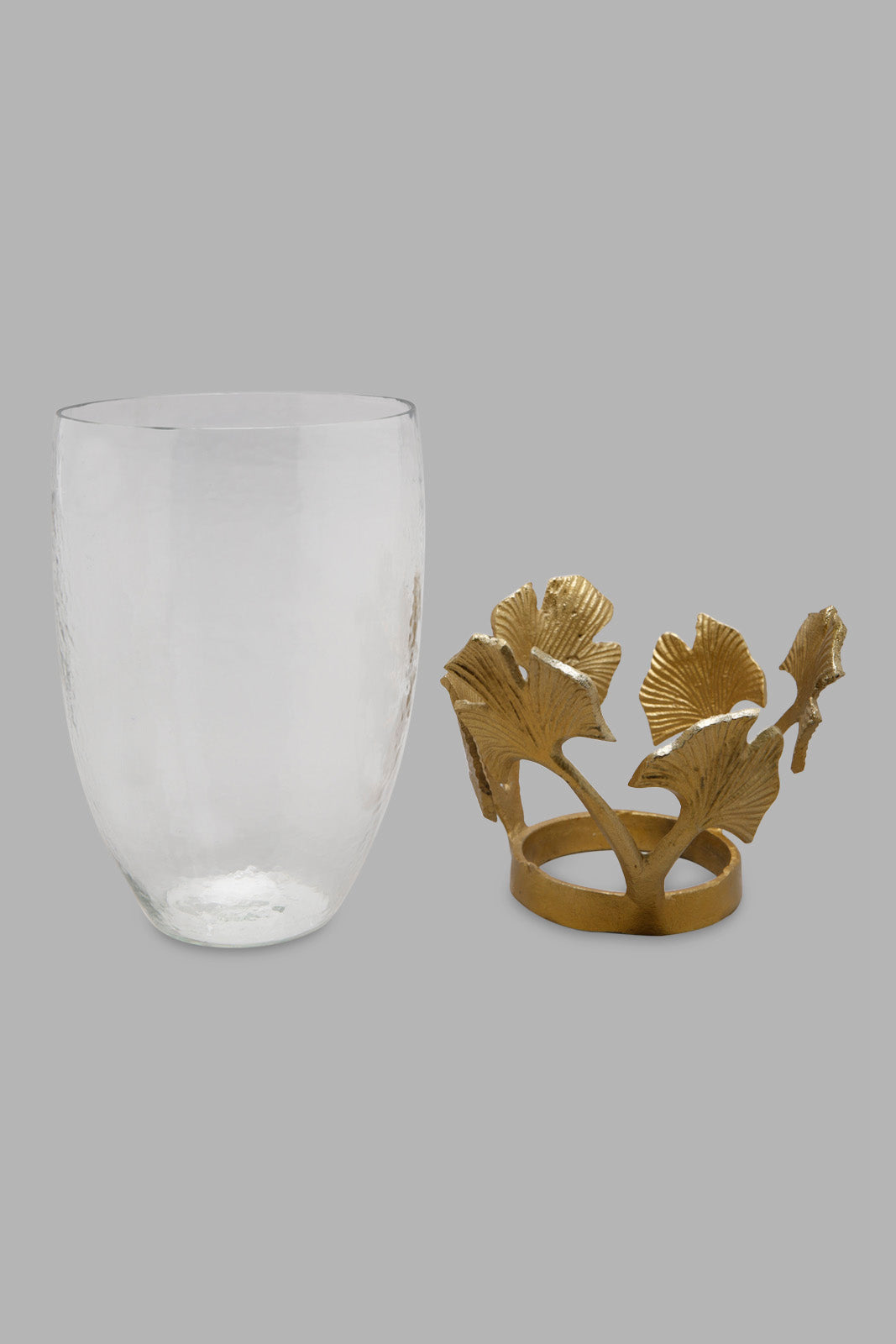 Redtag-Gold-Ginko-Glass-And-Metal-Vase-Category:Plants-&-Flowers,-Colour:Gold,-Deals:New-In,-Filter:Home-Decor,-HMW-HOM-Decorative-Accessories,-New-In-HMW-HOM,-Non-Sale,-Section:Homewares,-W22B-Home-Decor-