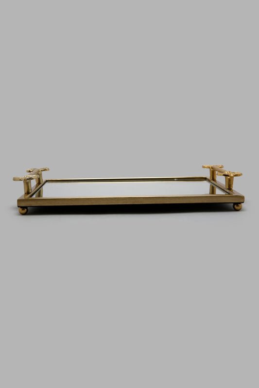 Redtag-Gold-Ginko-Glass-And-Metal-Tray-Category:Trays,-Colour:Gold,-Deals:New-In,-Filter:Home-Decor,-HMW-HOM-Decorative-Accessories,-New-In-HMW-HOM,-Non-Sale,-Section:Homewares,-W22B-Home-Decor-