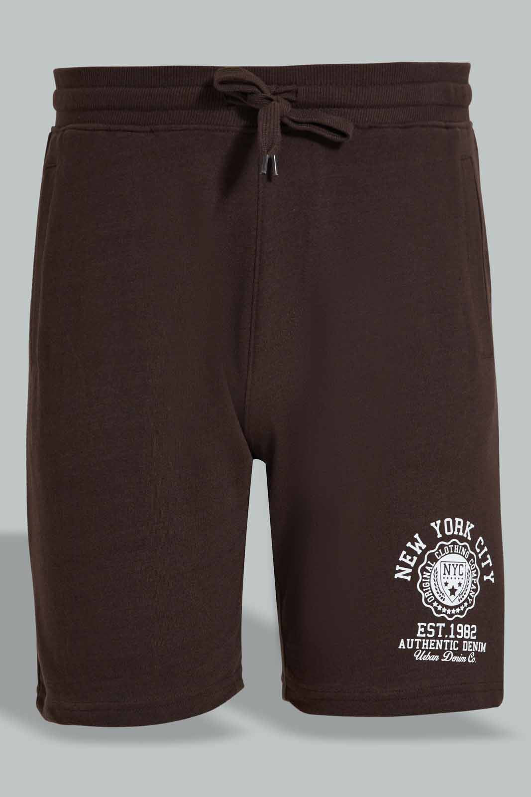 Redtag-Brown-Shorts-With-Placement-Print-Category:Joggers,-Colour:Green,-Deals:New-In,-Filter:Men's-Clothing,-Men-Joggers,-New-In-Men-APL,-Non-Sale,-Section:Men,-W22O-Men's-