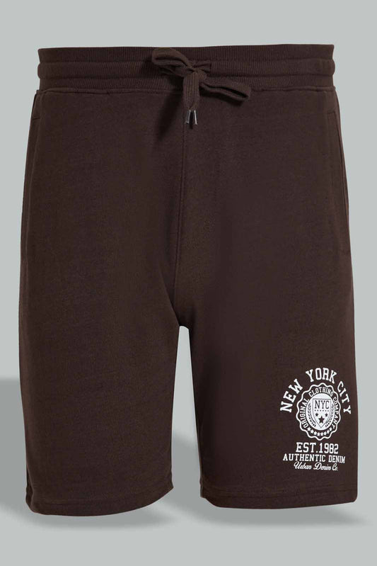 Redtag-Brown-Shorts-With-Placement-Print-Category:Joggers,-Colour:Green,-Deals:New-In,-Filter:Men's-Clothing,-Men-Joggers,-New-In-Men-APL,-Non-Sale,-Section:Men,-W22O-Men's-