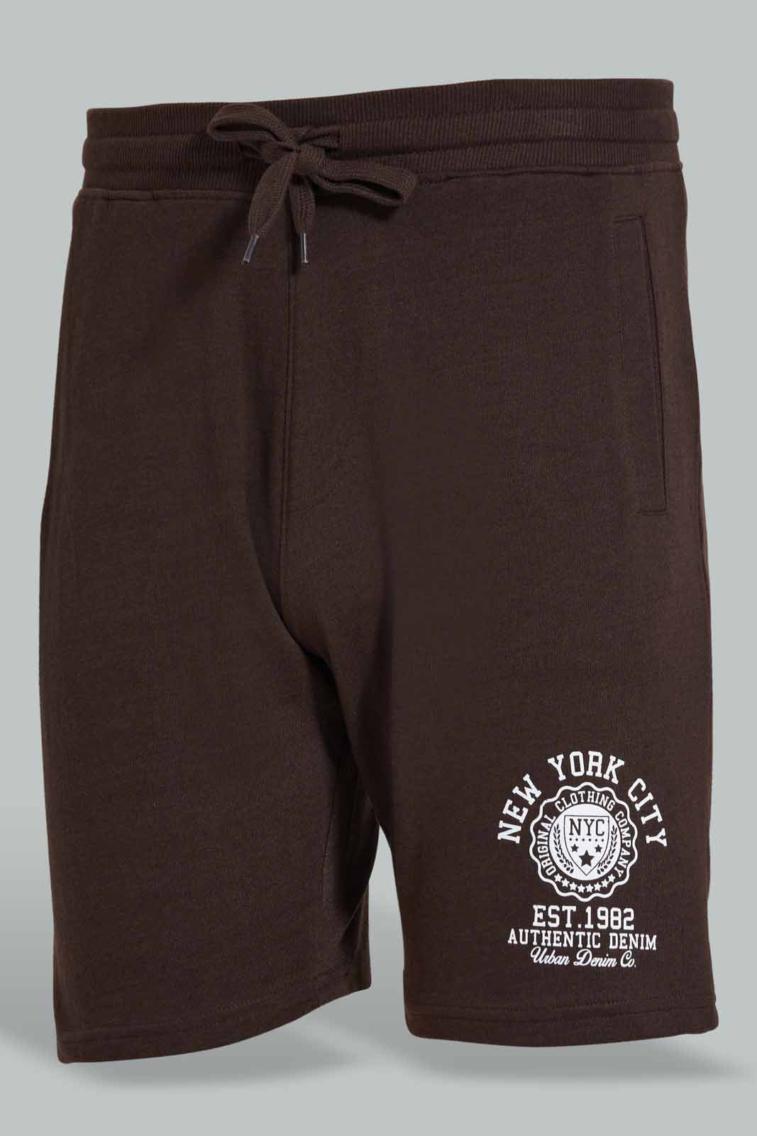 Redtag-Brown-Shorts-With-Placement-Print-Category:Joggers,-Colour:Green,-Deals:New-In,-Filter:Men's-Clothing,-Men-Joggers,-New-In-Men-APL,-Non-Sale,-Section:Men,-W22O-Men's-