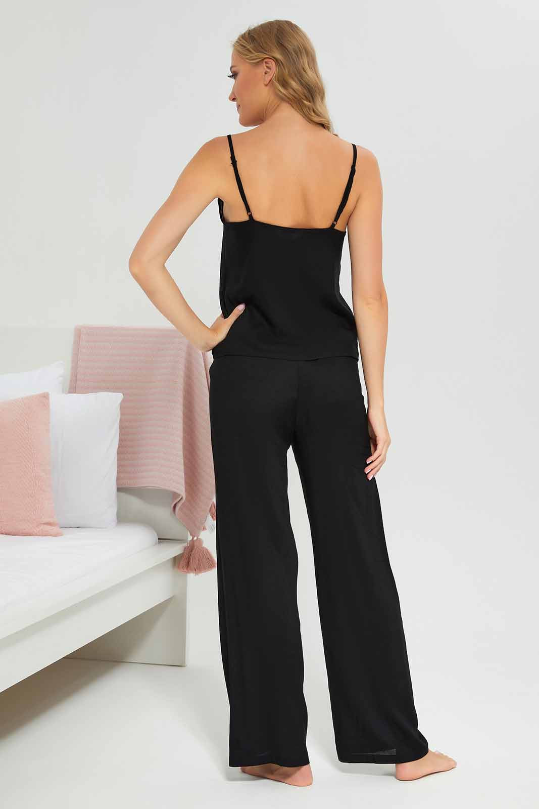 Redtag-Black-Cami-Pj-Set-Category:Pyjama-Sets,-Colour:Black,-Deals:New-In,-Filter:Women's-Clothing,-New-In-Women-APL,-Non-Sale,-Section:Women,-W22O,-Women-Pyjama-Sets--