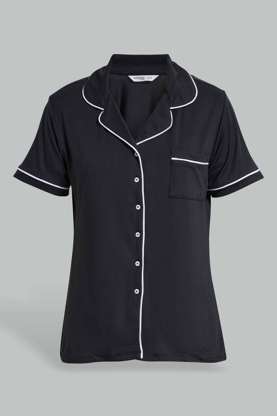 Redtag-Black-Classic-Short-Set-Category:Pyjama-Sets,-Colour:Black,-Deals:New-In,-Filter:Women's-Clothing,-New-In-Women-APL,-Non-Sale,-Section:Women,-W22O,-Women-Pyjama-Sets--