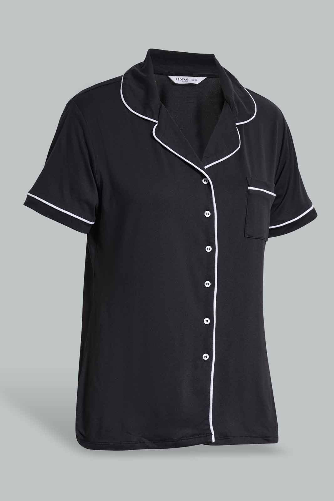 Redtag-Black-Classic-Short-Set-Category:Pyjama-Sets,-Colour:Black,-Deals:New-In,-Filter:Women's-Clothing,-New-In-Women-APL,-Non-Sale,-Section:Women,-W22O,-Women-Pyjama-Sets--