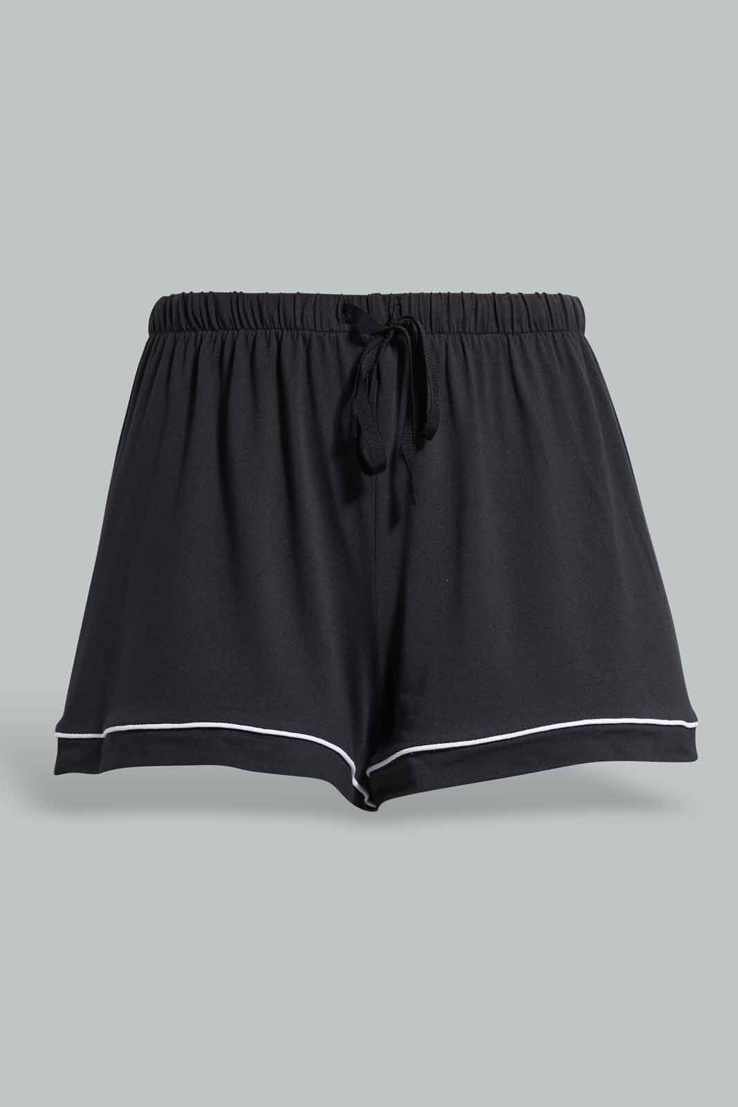 Redtag-Black-Classic-Short-Set-Category:Pyjama-Sets,-Colour:Black,-Deals:New-In,-Filter:Women's-Clothing,-New-In-Women-APL,-Non-Sale,-Section:Women,-W22O,-Women-Pyjama-Sets--