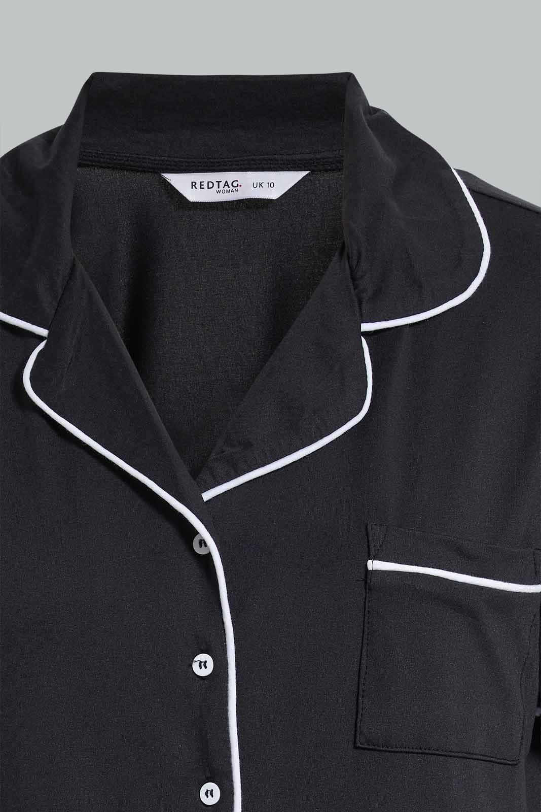 Redtag-Black-Classic-Short-Set-Category:Pyjama-Sets,-Colour:Black,-Deals:New-In,-Filter:Women's-Clothing,-New-In-Women-APL,-Non-Sale,-Section:Women,-W22O,-Women-Pyjama-Sets--