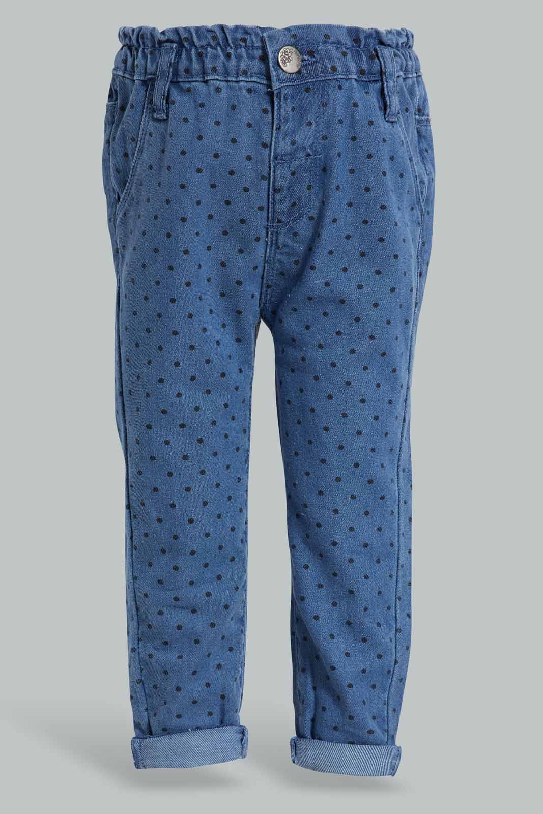 Redtag-Blue-Polka-Dot-AOP-Jean-Category:Jeans,-Colour:Blue,-Deals:New-In,-Filter:Infant-Girls-(3-to-24-Mths),-ING-Jeans,-New-In-ING-APL,-Non-Sale,-Section:Girls-(0-to-14Yrs),-W22O-Infant-Girls-3 to 24 Months