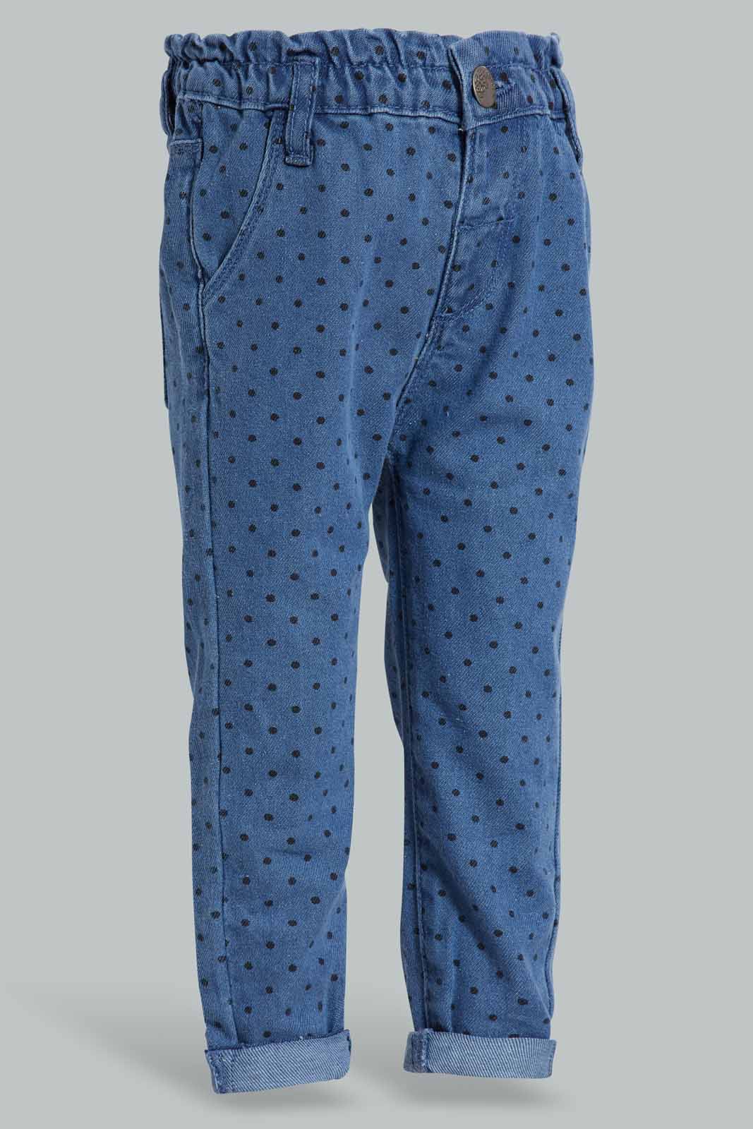 Redtag-Blue-Polka-Dot-AOP-Jean-Category:Jeans,-Colour:Blue,-Deals:New-In,-Filter:Infant-Girls-(3-to-24-Mths),-ING-Jeans,-New-In-ING-APL,-Non-Sale,-Section:Girls-(0-to-14Yrs),-W22O-Infant-Girls-3 to 24 Months