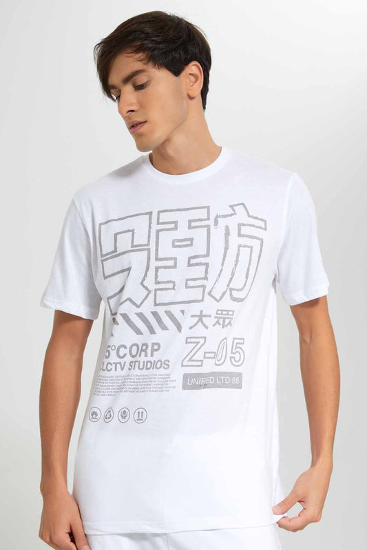 Redtag-White-Graphic-T-Shirt-Category:T-Shirts,-Colour:White,-Deals:New-In,-Filter:Men's-Clothing,-Men-T-Shirts,-New-In-Men-APL,-Non-Sale,-Section:Men,-TBL,-W22O-Men's-