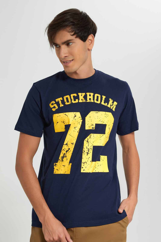 Redtag-Navy-Graphic-T-Shirt-Category:T-Shirts,-Colour:Navy,-Deals:New-In,-Filter:Men's-Clothing,-Men-T-Shirts,-New-In-Men-APL,-Non-Sale,-Section:Men,-TBL,-W22O-Men's-