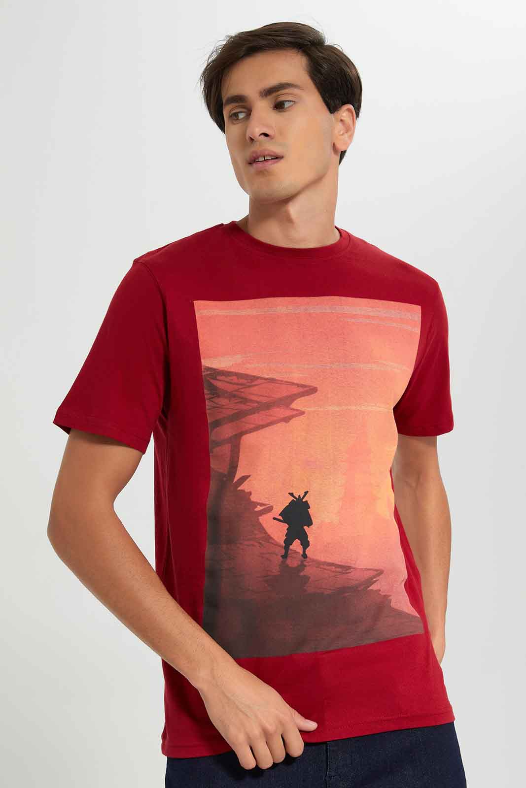 Redtag-Red-Graphic-T-Shirt-Category:T-Shirts,-Colour:Red,-Deals:New-In,-Filter:Men's-Clothing,-Men-T-Shirts,-New-In-Men-APL,-Non-Sale,-Section:Men,-TBL,-W22O-Men's-