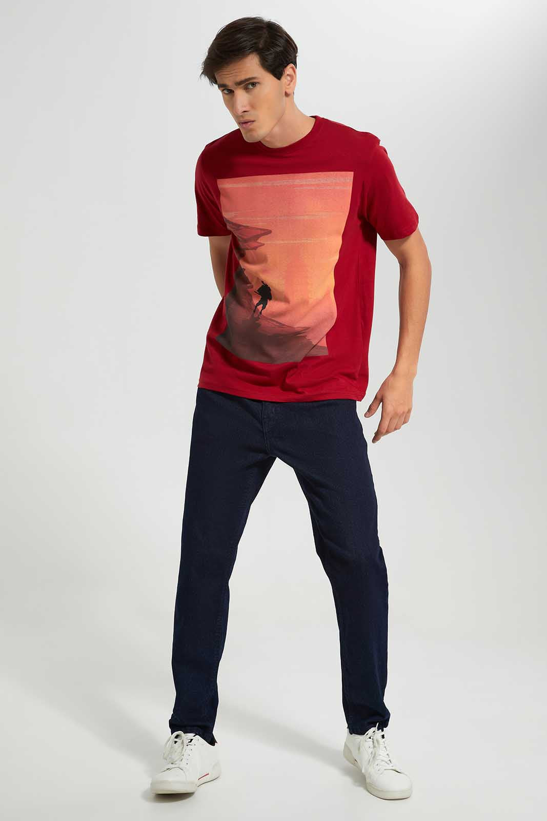 Redtag-Red-Graphic-T-Shirt-Category:T-Shirts,-Colour:Red,-Deals:New-In,-Filter:Men's-Clothing,-Men-T-Shirts,-New-In-Men-APL,-Non-Sale,-Section:Men,-TBL,-W22O-Men's-