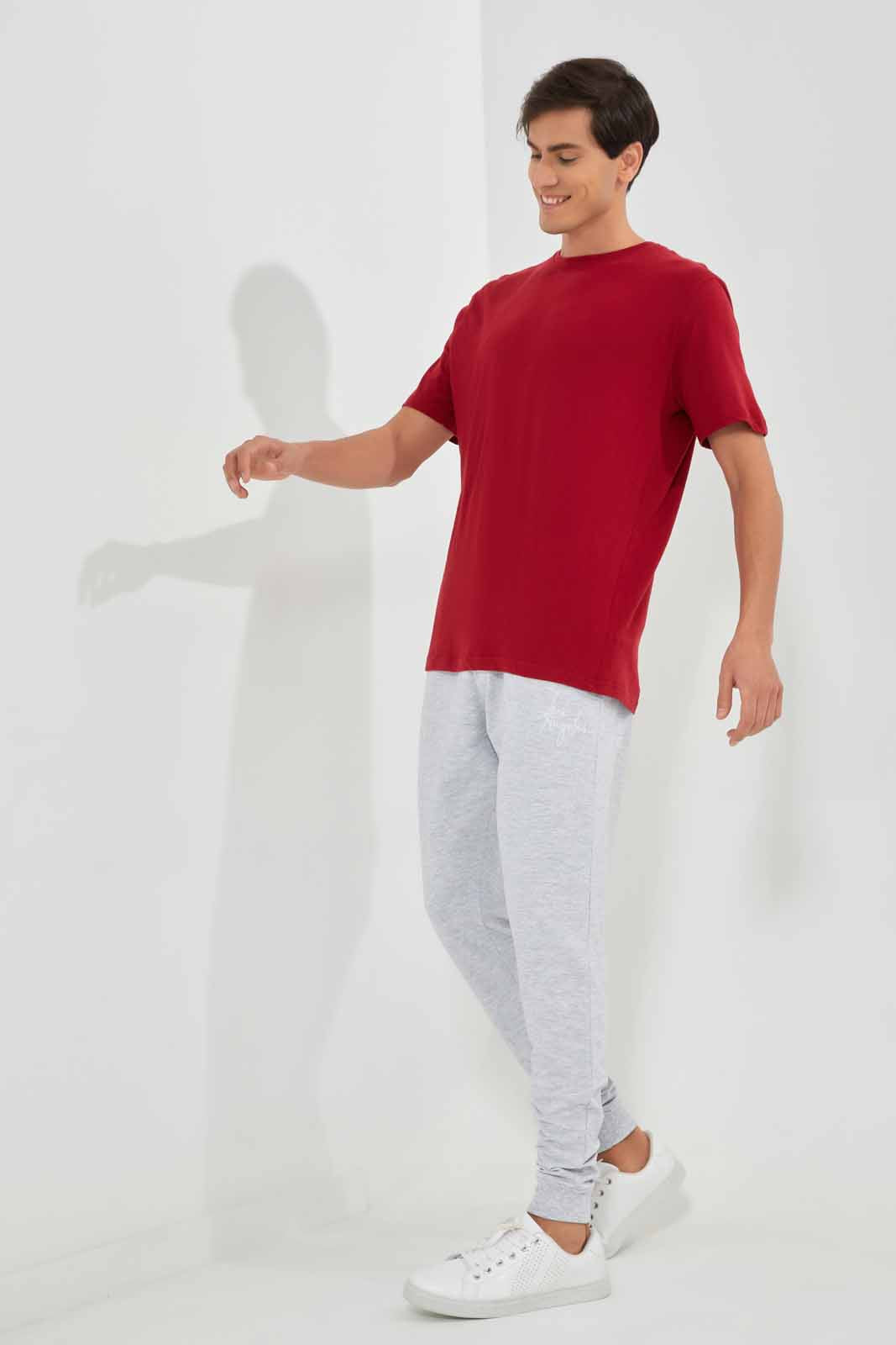 Redtag-Burgandy-Crew-Neck-T-Shirt-Category:T-Shirts,-Colour:Burgundy,-Deals:New-In,-Filter:Men's-Clothing,-Men-T-Shirts,-New-In-Men-APL,-Non-Sale,-Section:Men,-TBL,-W22O-Men's-