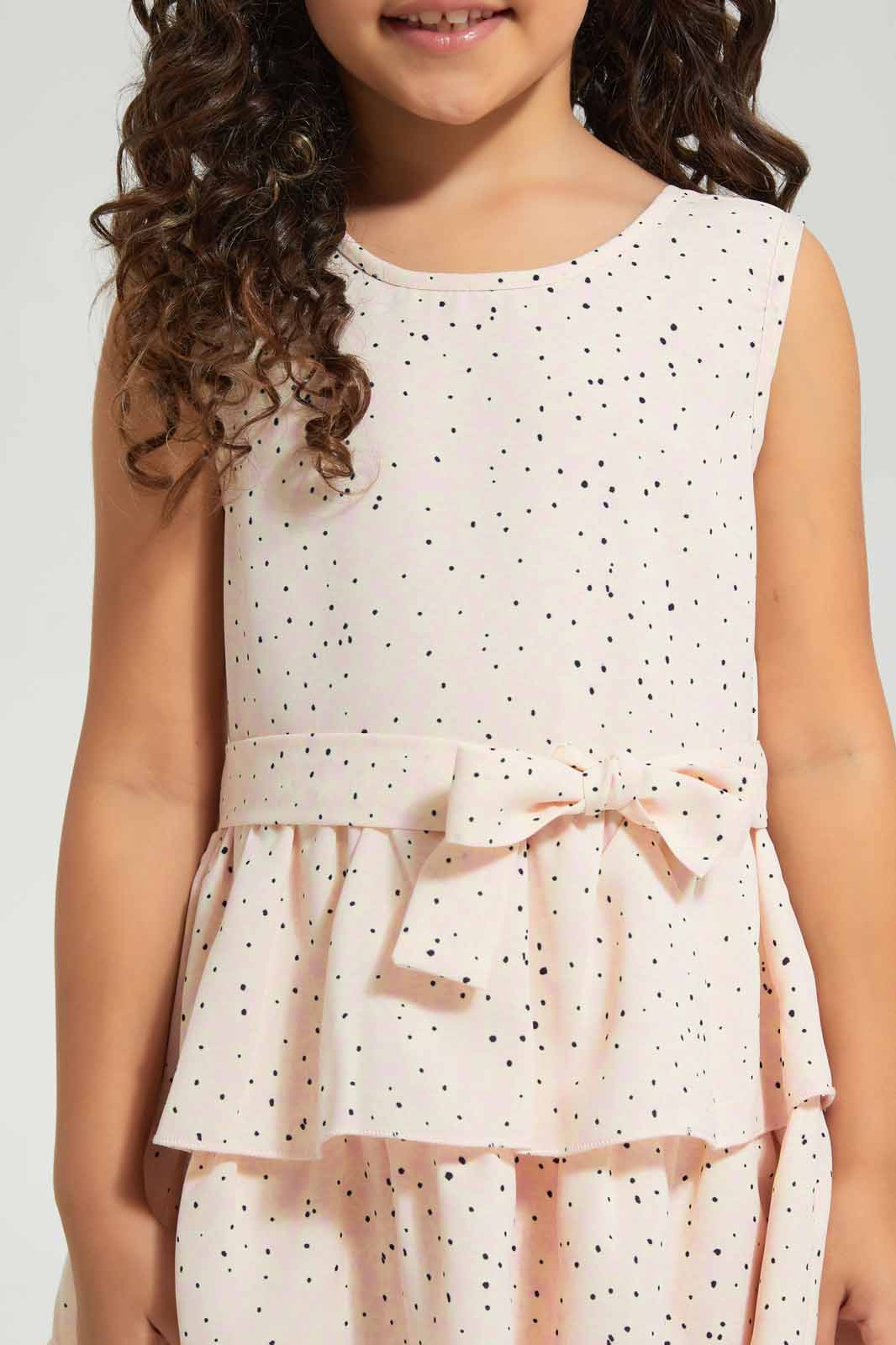 Redtag-Pink-floralDress-Category:Dresses,-Colour:Apricot,-Deals:New-In,-Filter:Girls-(2-to-8-Yrs),-GIR-Dresses,-New-In-GIR-APL,-Non-Sale,-Section:Girls-(0-to-14Yrs),-W22O-Girls-2 to 8 Years