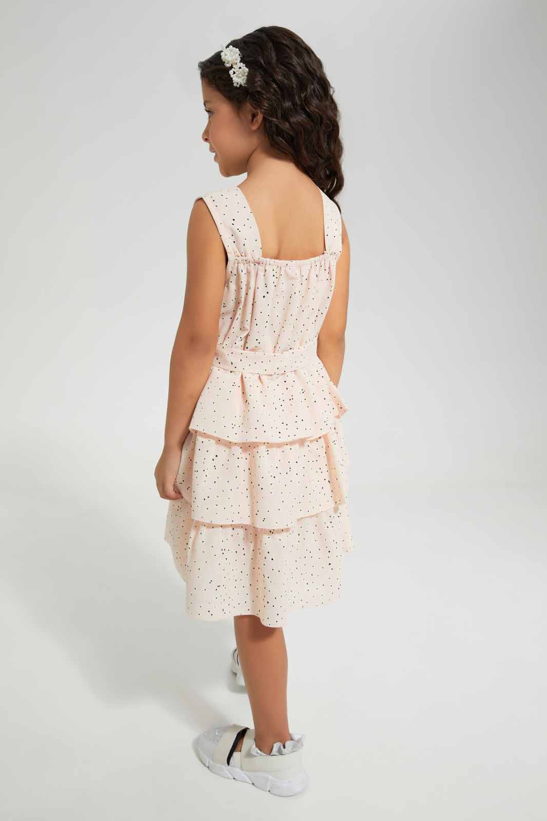 Redtag-Pink-floralDress-Category:Dresses,-Colour:Apricot,-Deals:New-In,-Filter:Girls-(2-to-8-Yrs),-GIR-Dresses,-New-In-GIR-APL,-Non-Sale,-Section:Girls-(0-to-14Yrs),-W22O-Girls-2 to 8 Years