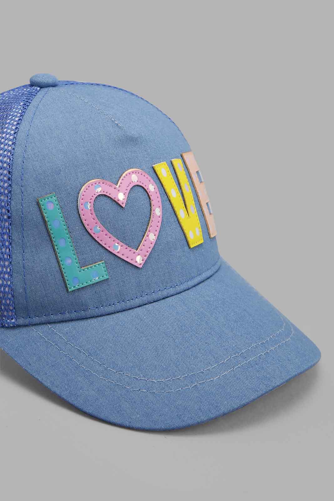 Redtag-Blue-Embellished-Cap-Category:Caps-&-Hats,-Colour:Blue,-Filter:Girls-Accessories,-GIR-Caps-&-Hats,-New-In,-New-In-GIR-ACC,-Non-Sale,-Section:Girls-(0-to-14Yrs),-W22A-Girls-
